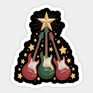 Cool Guitar Christmas Tree Guitar Lovers Christmas Tree Sticker
